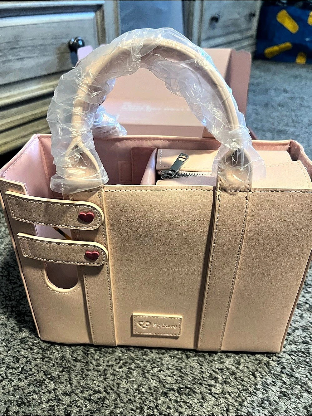 SipCurry Structured Tote Shoulder Bag in Pink NWT